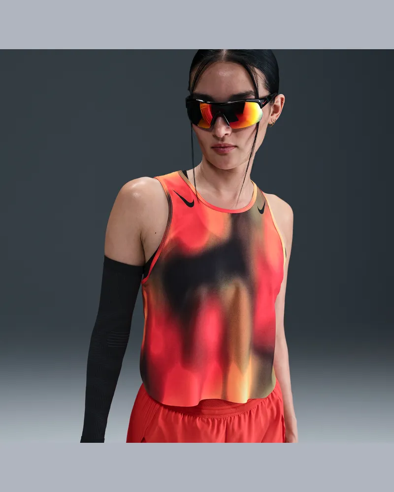 Nike AeroSwift Dri-FIT ADV verkürztes Lauf-Tanktop mit Print (Damen) - Gelb Gelb