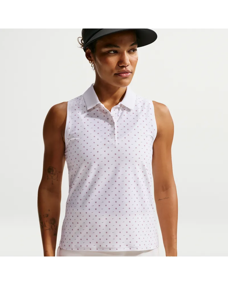Nike Victory ärmelloses Golf-Poloshirt mit Print und Dri-FIT-Technologie (Damen) - Weiß Weiß