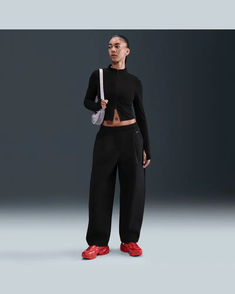 Nike Modern Fleece Hose mit mittelhohem Bund und weitem Schnitt (Damen) - Schwarz Schwarz