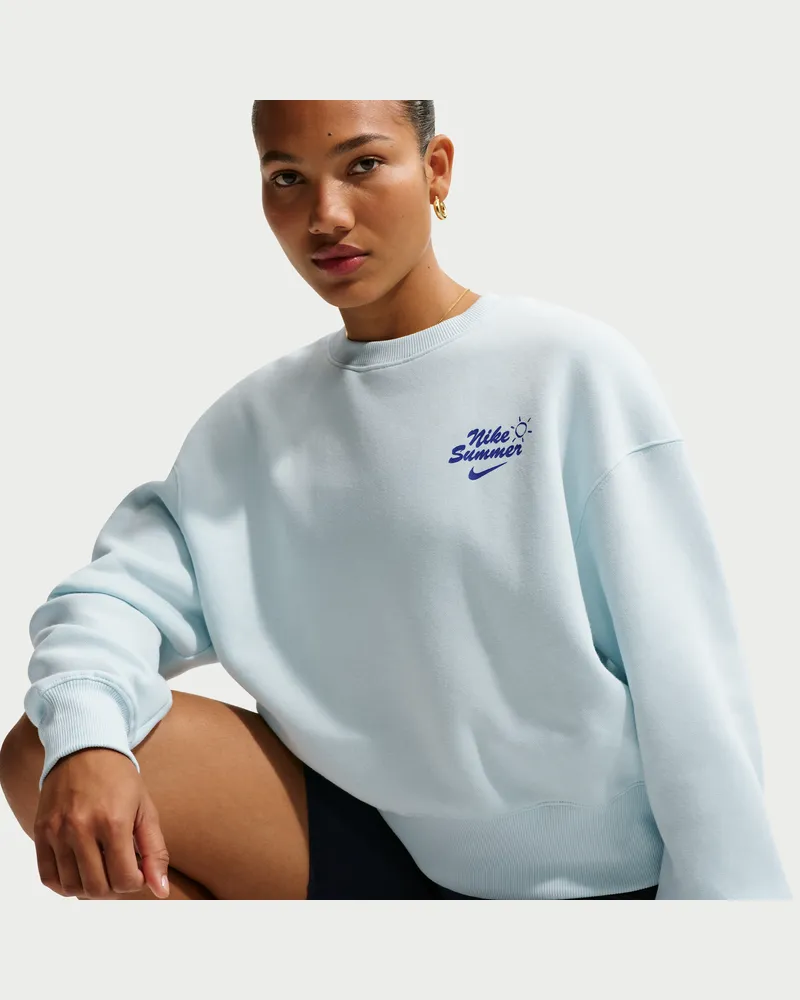 Nike Phoenix Fleece Oversize-Damen-Sweatshirt mit Rundhalsausschnitt - Blau Blau