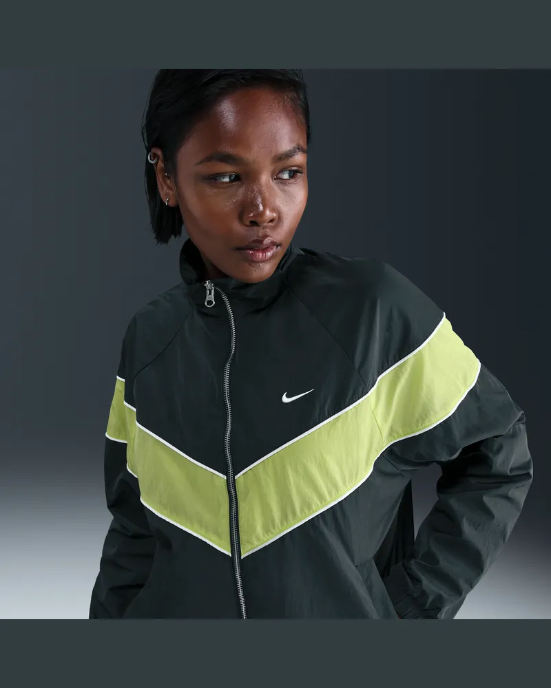 Nike Windrunner lockere UV-Webjacke mit durchgehendem Reißverschluss (Damen) - Grün Grün
