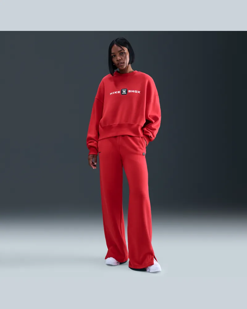 Nike Phoenix Fleece Shox Hose mit hohem Bund (Damen) - Rot Rot