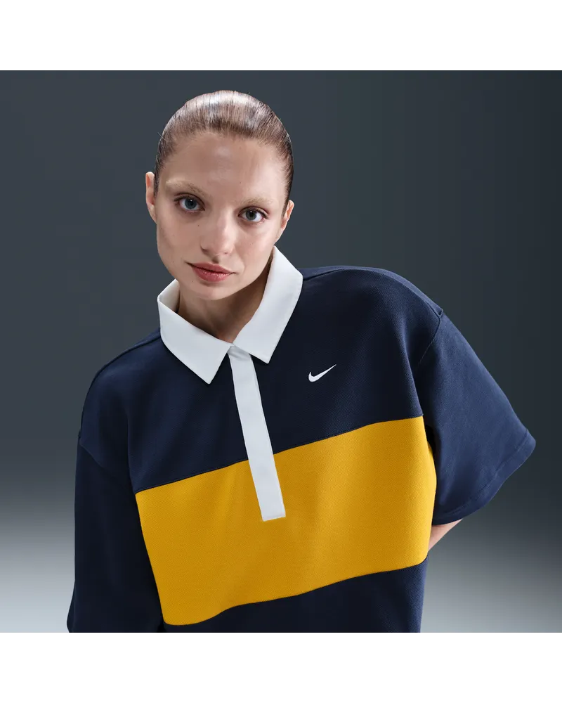 Nike Sportswear kurzärmliges Polo-Oberteil mit Oversize-Passform (Damen) - Blau Blau
