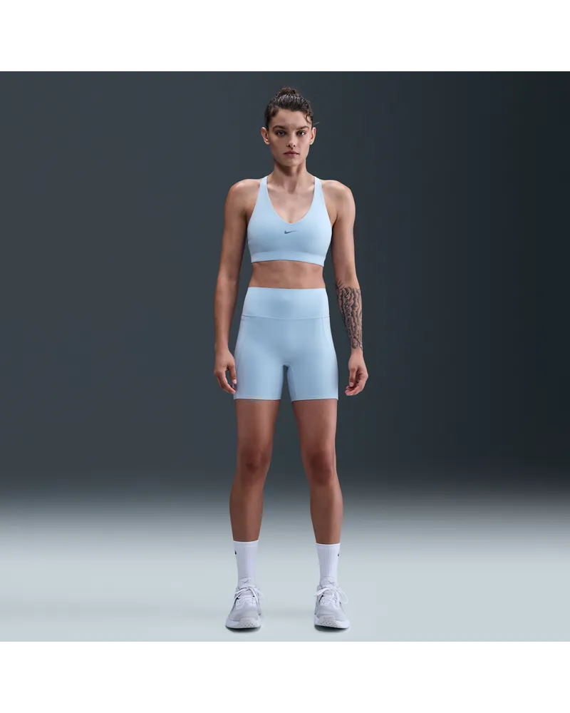 Nike Universa Bike Shorts mit hohem Bund und ohne Frontnaht (Damen, ca. 12,5 cm) - Blau Blau