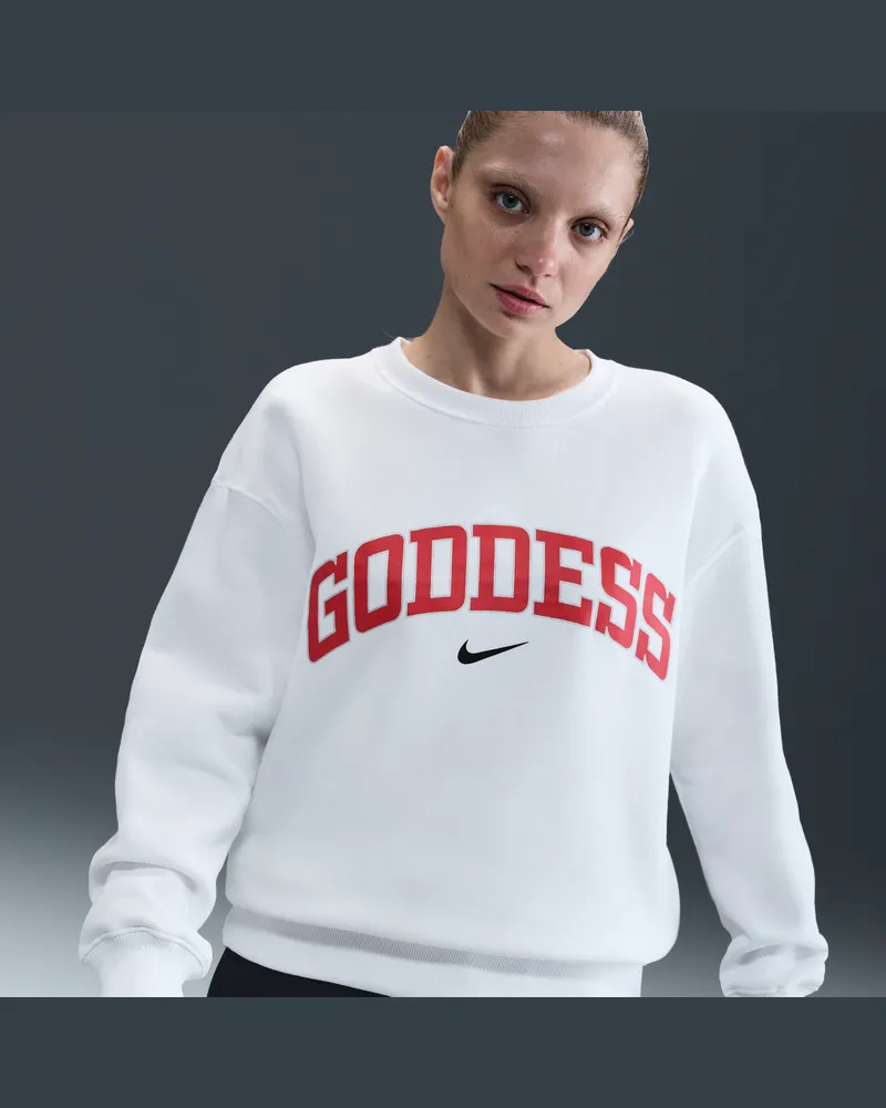 Nike Sportswear Phoenix Fleece Oversize-Damen-Sweatshirt mit Rundhalsausschnitt - Weiß Weiß