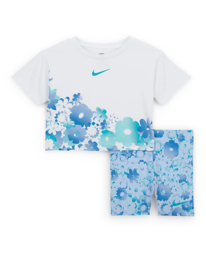 Nike Flow-Ral 2-teiliges Bike Shorts Set mit Print für Kleinkinder (12–24 M) - Blau Blau
