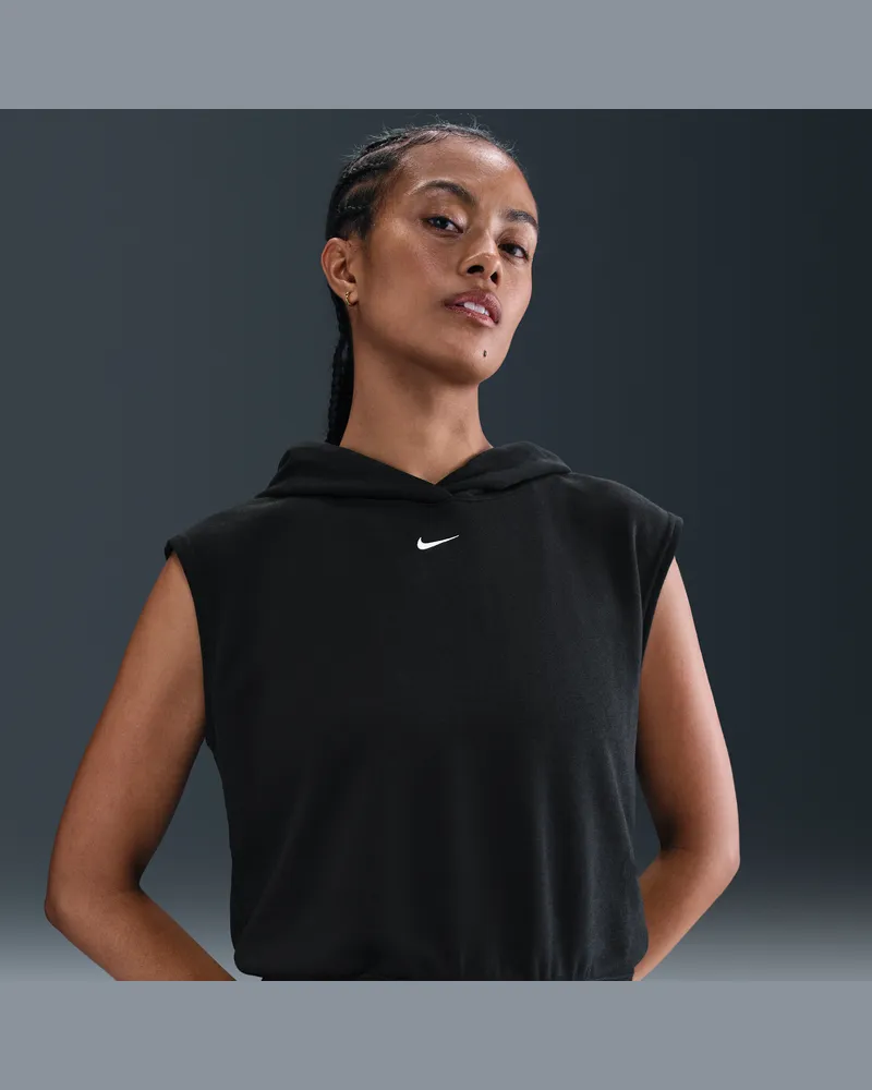 Nike Sportswear Chill Terry ärmelloser French-Terry-Hoodie mit verkürztem Schnitt (Damen) - Schwarz Schwarz