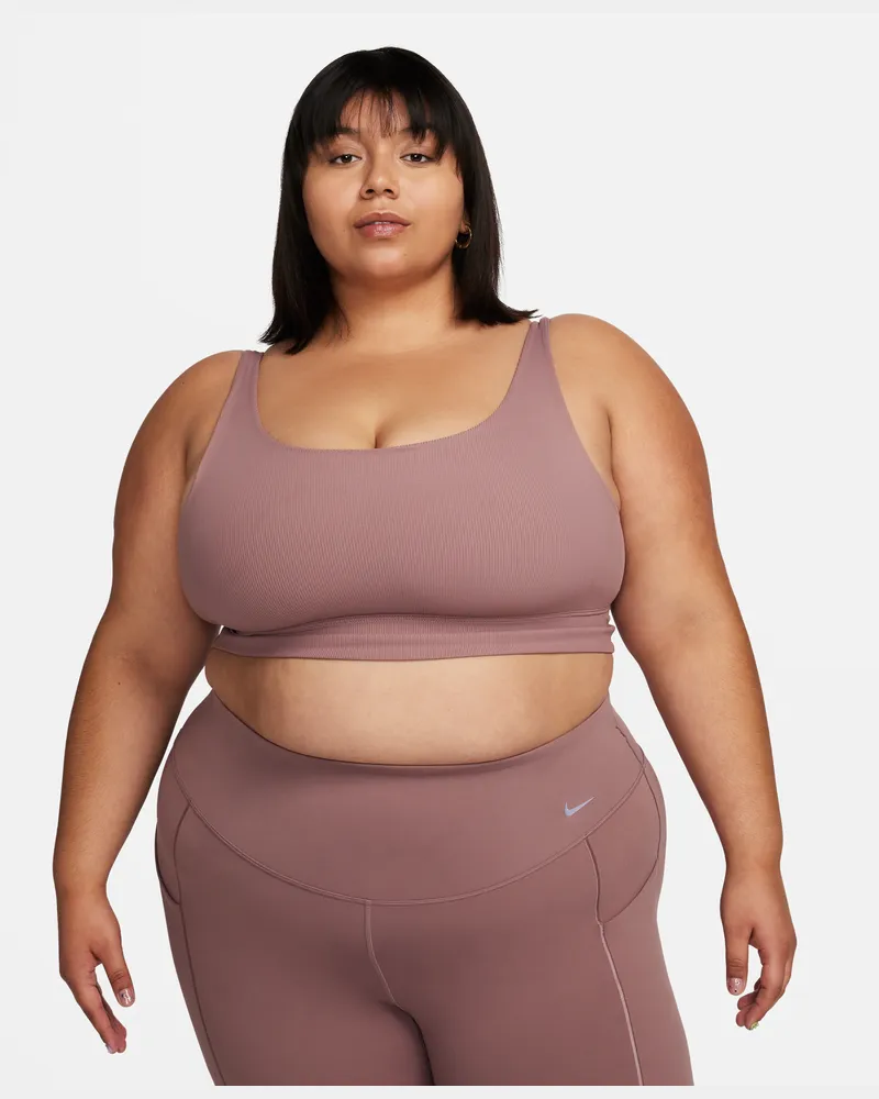 Nike Zenvy Rib Ungepolsterter Longline Sport Bh Mit Leichtem Halt FüR Damen (GroßE GrößEn) Lila