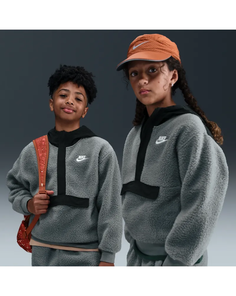 Nike Club Fleece lockerer Hoodie mit 1/4-Reißverschluss (ältere Kinder) - Grau Grau
