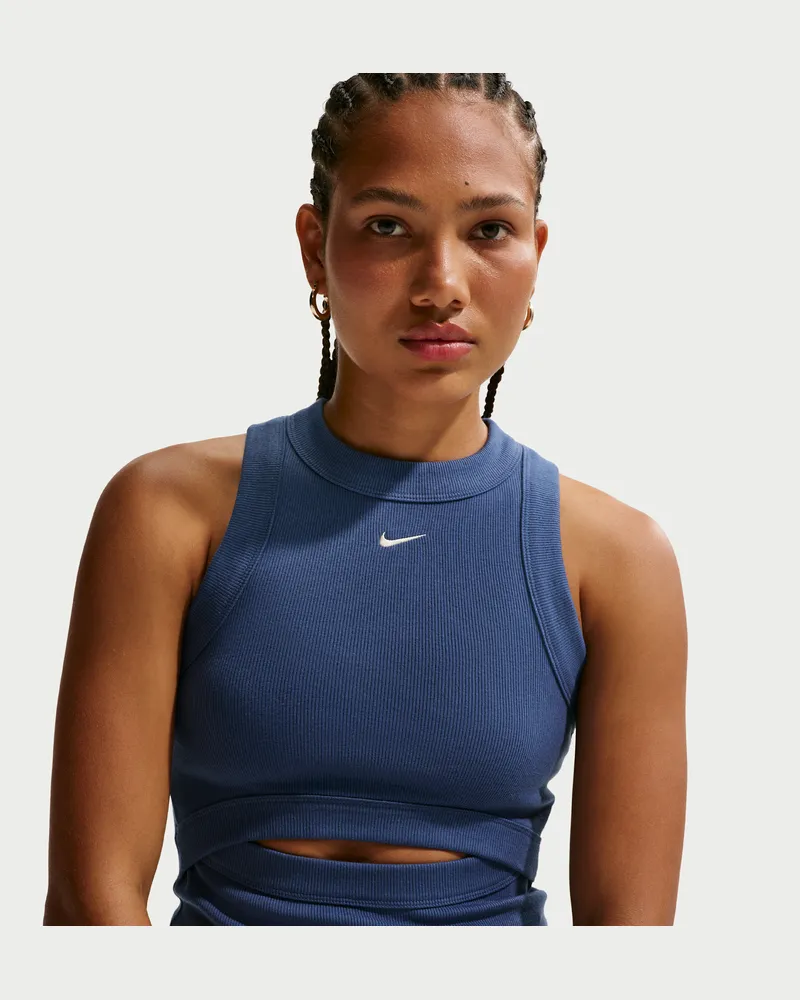 Nike Chill Knit eng anliegendes Tanktop mit Bündchen (Damen) - Blau Blau
