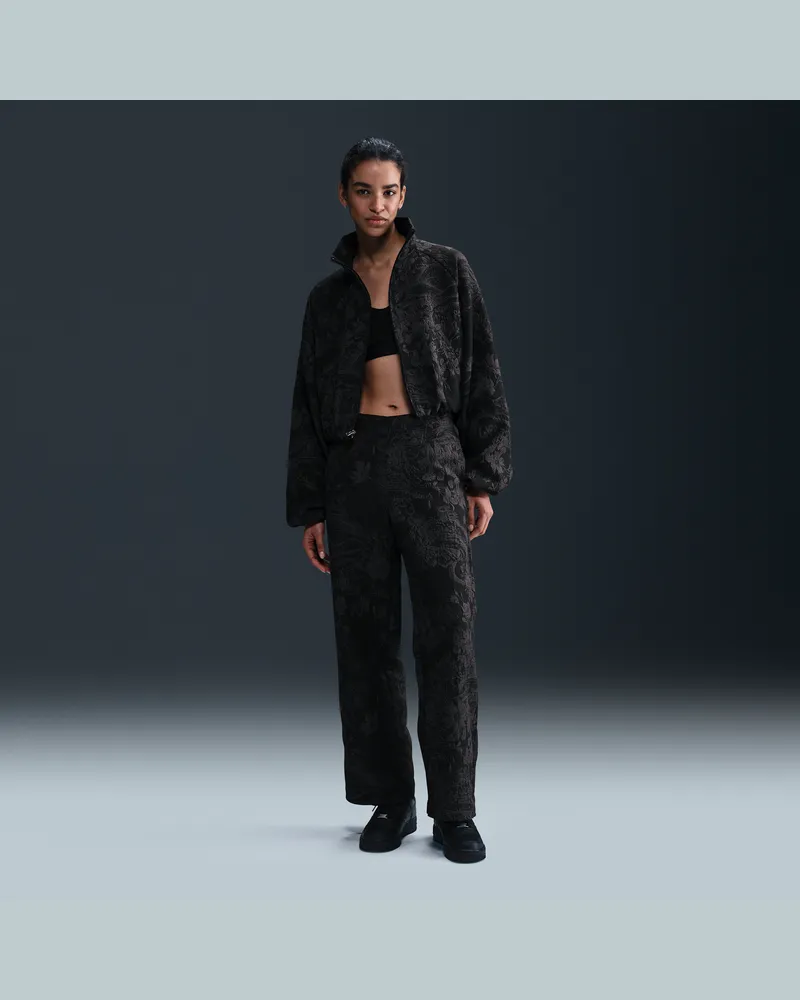 Nike Sportswear Collection Jacquard-Trainingshose mit mittelhohem Bund (Damen) - Schwarz Schwarz