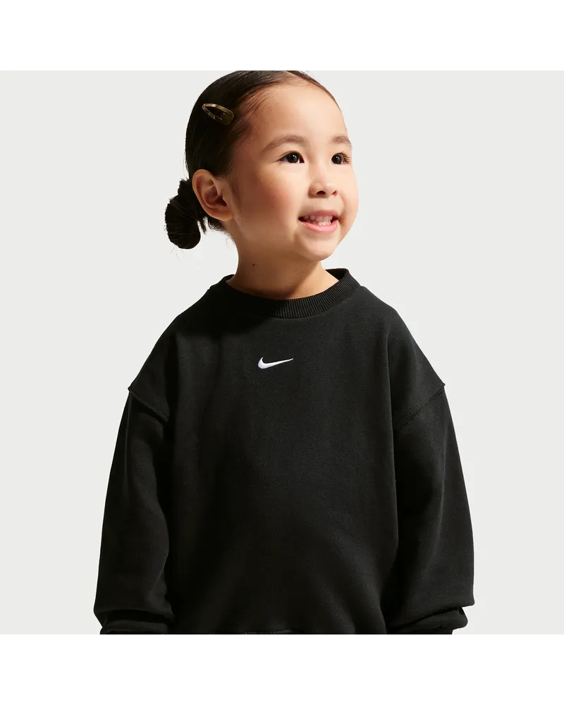 Nike Studio Fleece-Oversize-Rundhalsshirt für Kleinkinder - Schwarz Schwarz