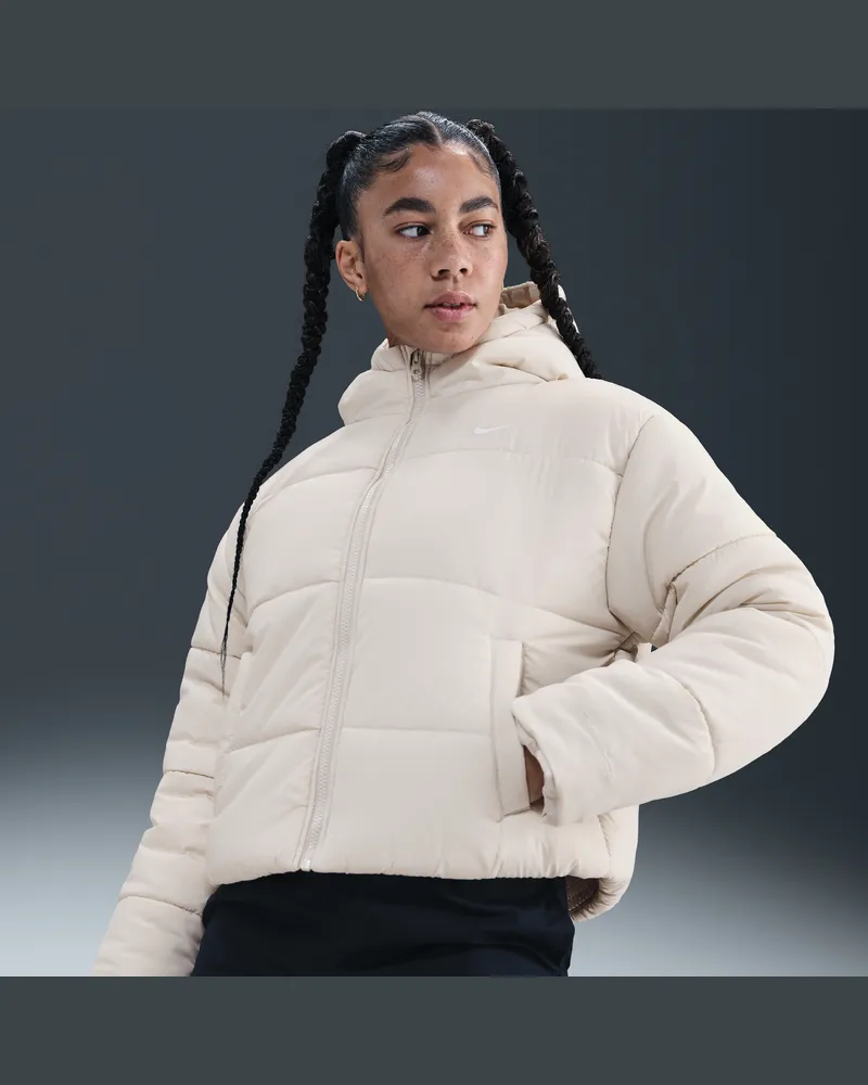 Nike Sportswear Classic Puffer lockere Therma-FIT Jacke mit Kapuze für Damen - Grau Grau
