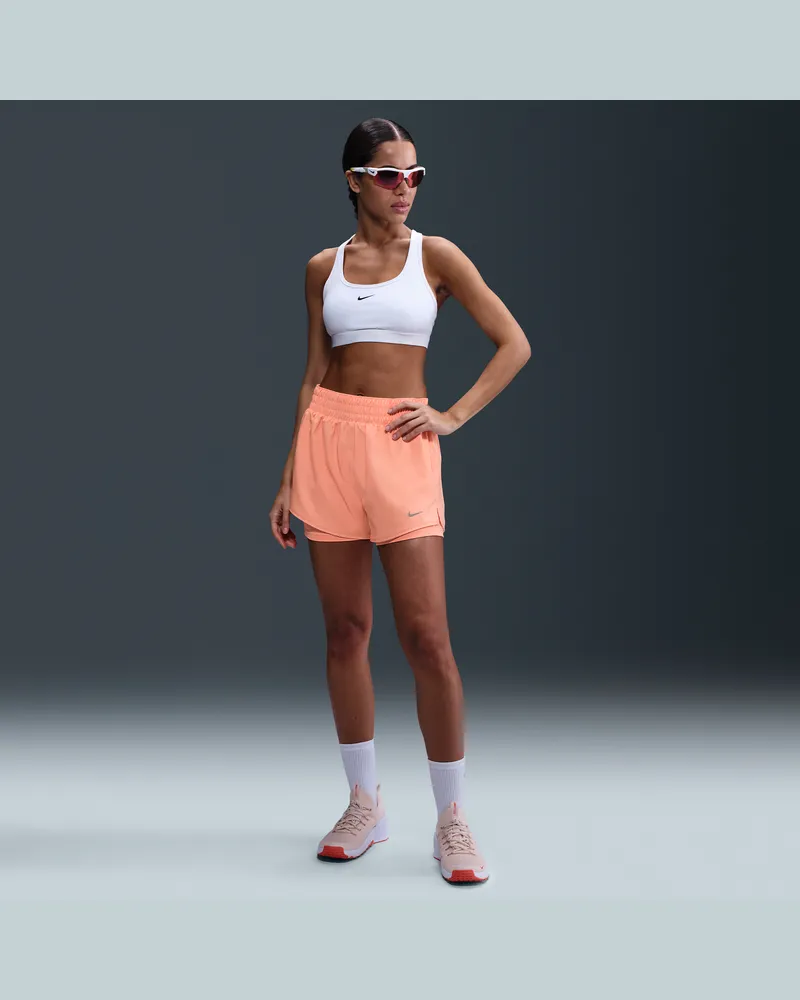 Nike One Dri-FIT 2-in-1-Shorts mit hohem Taillenbund für Damen (ca. 7,5 cm) - Orange Orange