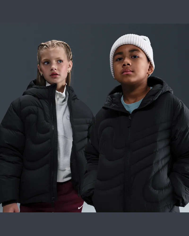 Nike Swoosh Therma-FIT lockere Puffer-Jacke für ältere Kinder - Schwarz Schwarz