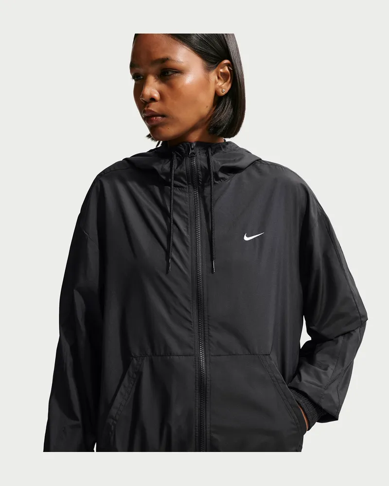 Nike Classic Wovens weite Kapuzenjacke mit UV-Schutz (Damen) - Schwarz Schwarz