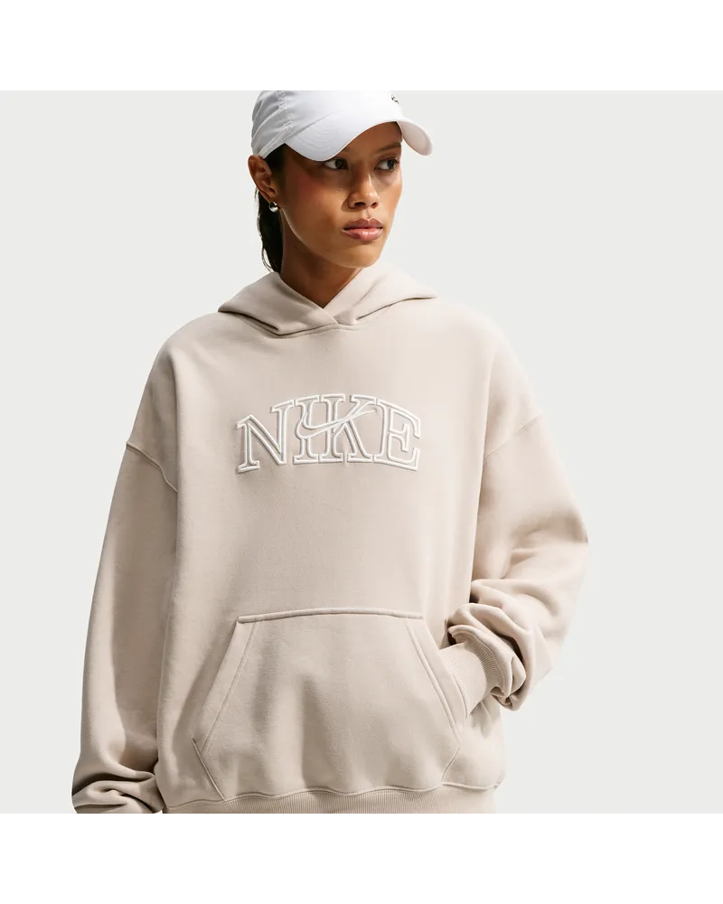 Nike Studio Fleece Medium Weight "Graphic Pack" Oversize-Hoodie mit Logo (Damen) - Braun Braun