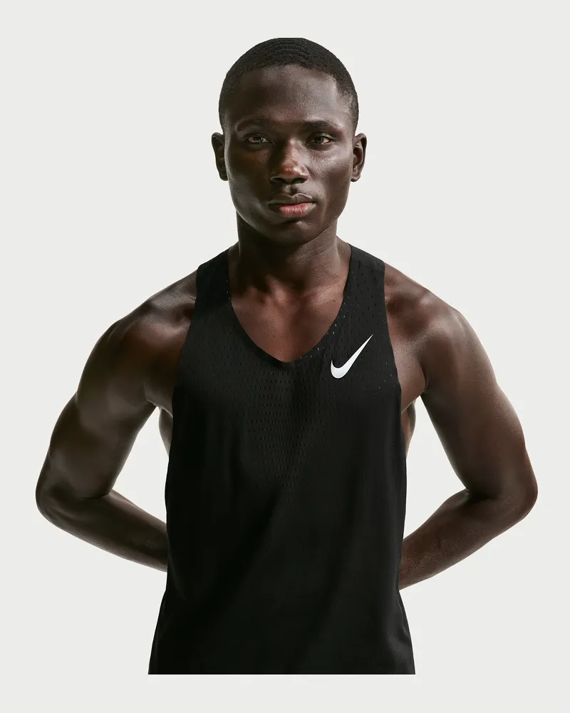 Nike AeroSwift Dri-FIT-ADV-Lauf-Singlet für Herren - Schwarz Schwarz