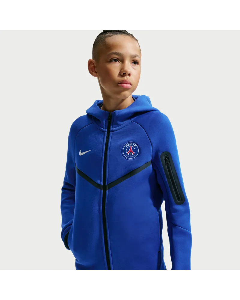 Nike Paris Saint-Germain Tech Fleece  Fußball-Kapuzenjacke für ältere Kinder (Jungen) - Blau Blau