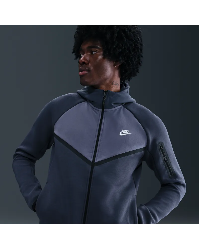 Nike Tech Windrunner-Jacke aus Fleece mit durchgehendem Reißverschluss (Herren) - Blau Blau