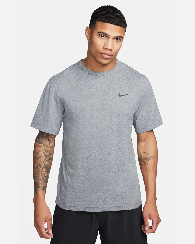 Nike Hyverse vielseitiges Nike Dri-FIT UV Kurzarm-Oberteil für Herren - Grau Grau