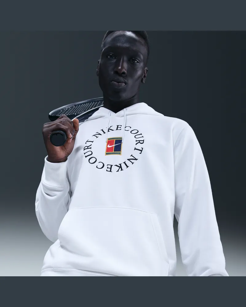 Nike Court Heritage Dri-FIT Tennis-Hoodie aus French Terry (Herren) - Weiß Weiß