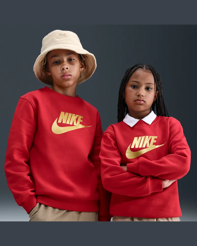 Nike Club Fleece-Sweatshirt mit Rundhalsausschnitt für ältere Kinder - Rot Rot
