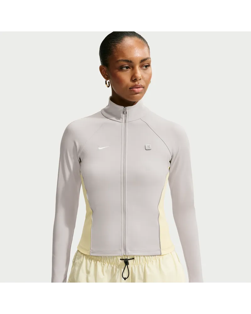 Nike Langarm-Oberteil mit durchgehendem Reißverschluss (Damen) - Grau Grau