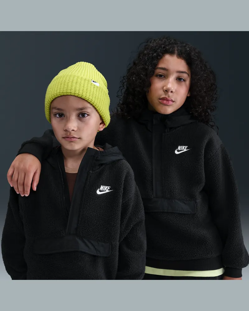 Nike Club Fleece lockerer Hoodie mit 1/4-Reißverschluss (ältere Kinder) - Schwarz Schwarz