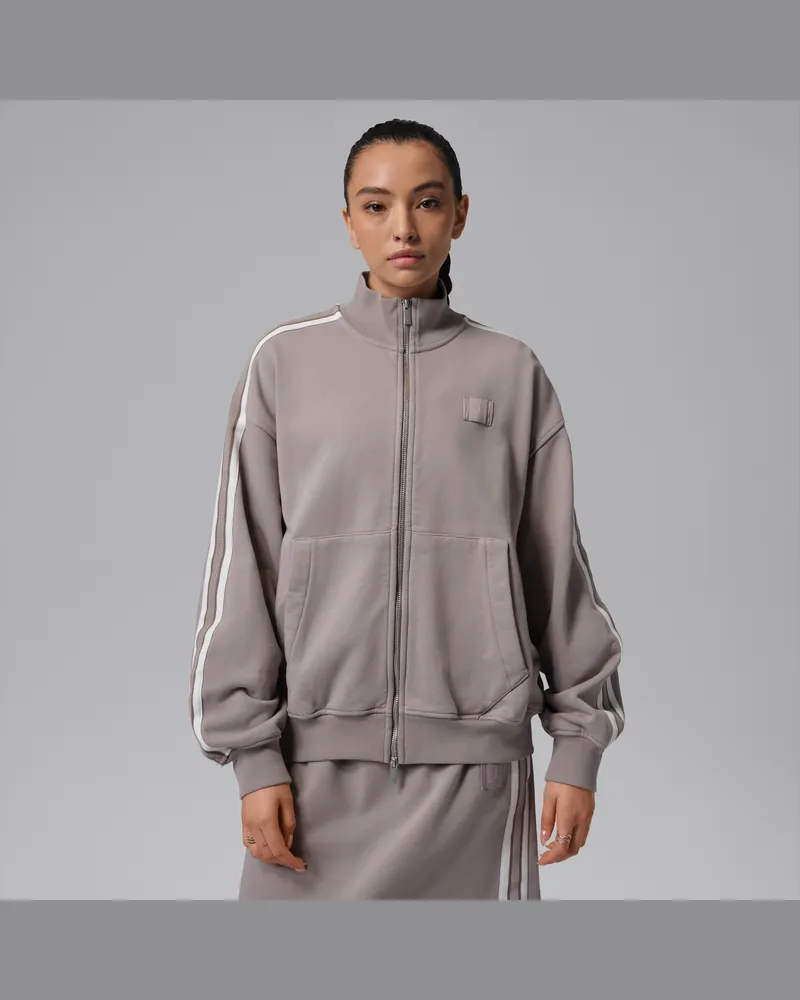 Jordan Flight Fleece-Jacke aus French Terry mit durchgehendem Reißverschluss (Damen) - Grau Grau