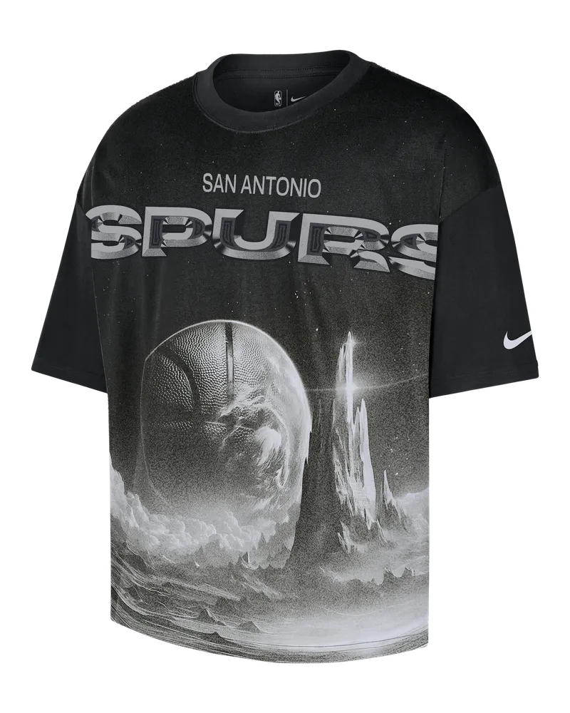 Nike San Antonio Spurs Courtside  NBA T-Shirt mit lockerer Passform (Herren) - Schwarz Schwarz