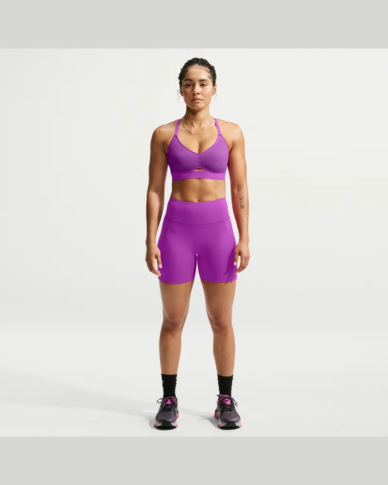 Nike Universa Bike Shorts mit hohem Bund und ohne Frontnaht (Damen, ca. 12,5 cm) - Lila Lila