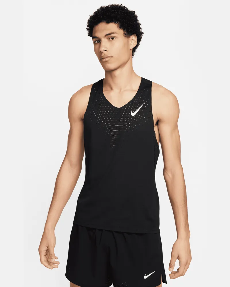 Nike AeroSwift Dri-FIT-ADV-Lauf-Singlet für Herren - Schwarz Schwarz