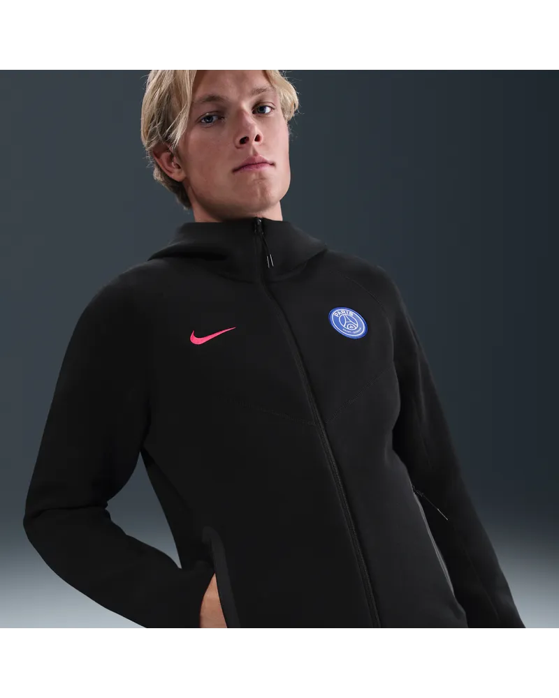 Nike Paris Saint-Germain Tech Windrunner  Total 90 Fleece-Fußball-Hoodie (Herren) - Schwarz Schwarz