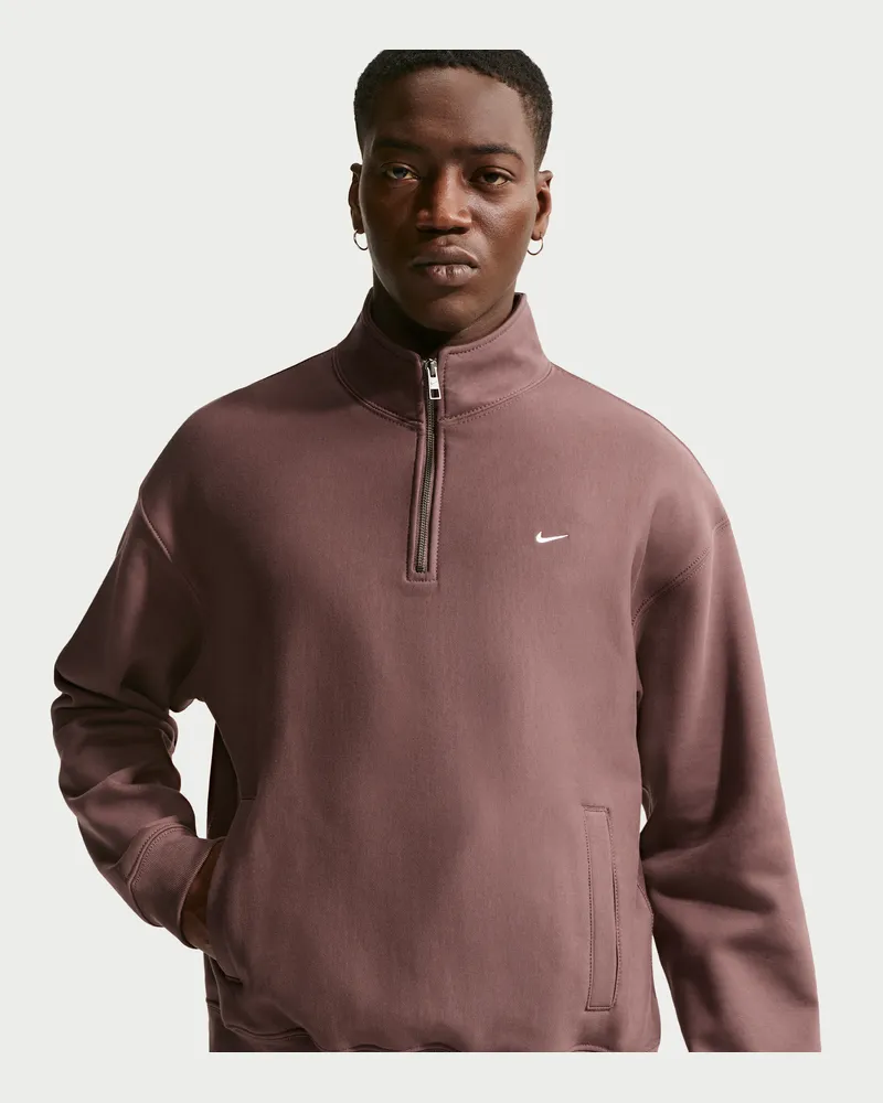 Nike Solo Swoosh Fleece-Oberteil mit Viertelreißverschluss (Herren) - Lila Lila