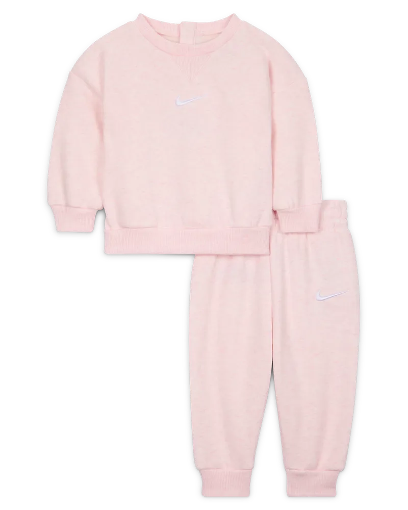 Nike 2-teiliges Essential Fleece-Rundhalsshirt-Set für Babys (0–9 Monate) - Pink Pink
