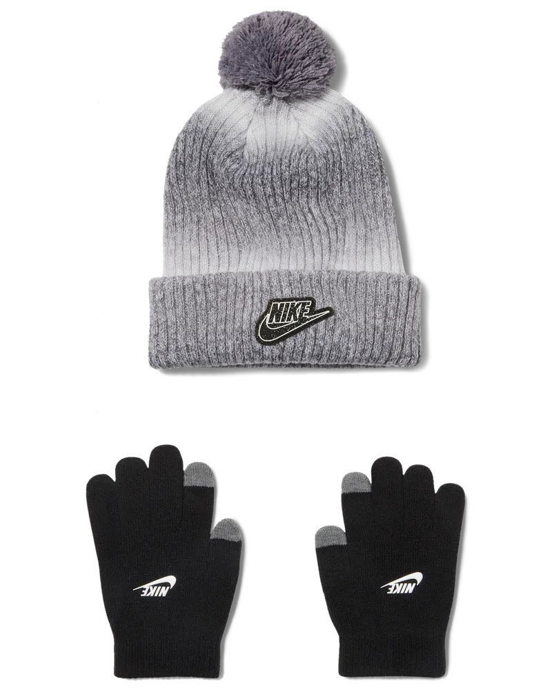Nike 2-teiliges Gradient Peak Beanie-Set mit Bommel (ältere Kinder) - Schwarz Schwarz