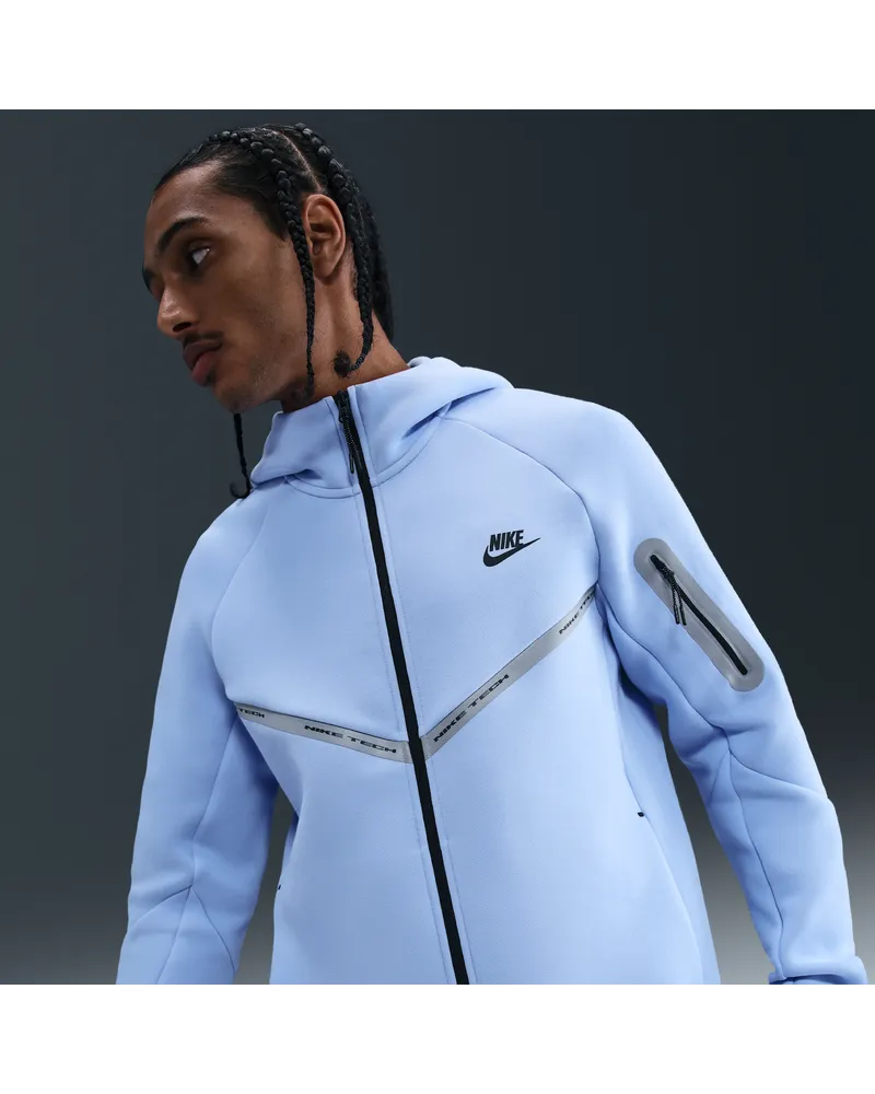 Nike Tech Windrunner-Jacke aus Fleece mit durchgehendem Reißverschluss und reflektierenden Akzenten (Herren) - Blau Blau