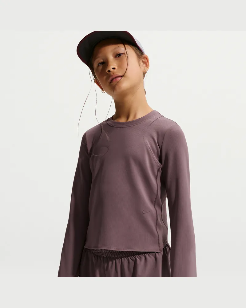 Nike MAVN geripptes Longsleeve mit Dri-FIT-Technologie für Mädchen - Lila Lila