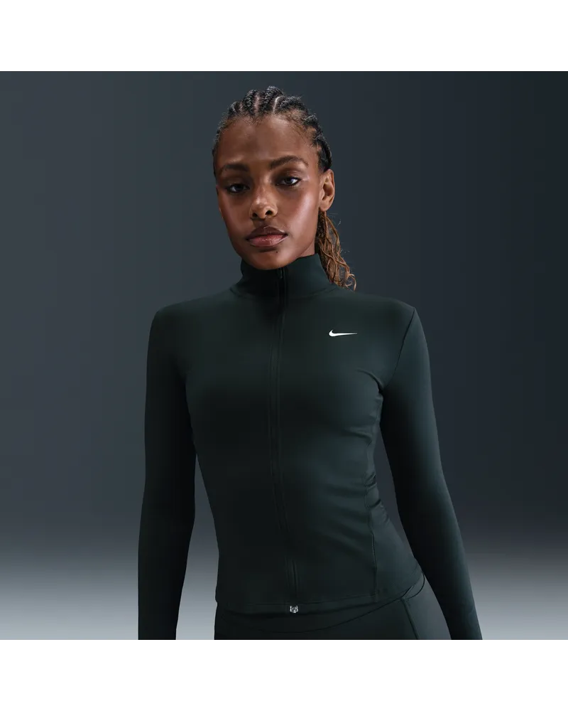 Nike One Fitted Dri-FIT-Jacke mit durchgehendem Reißverschluss für Damen - Grün Grün