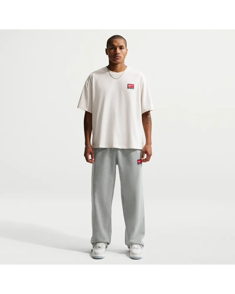 Nike Solo Swoosh Fleece-Hose mit offenem Saum (Herren) - Grau Grau