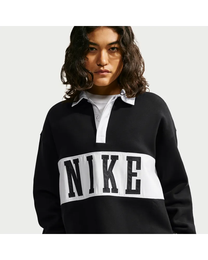 Nike Studio Fleece Medium Weight Oversize-Rugby-Sweatshirt (Damen) - Schwarz Schwarz