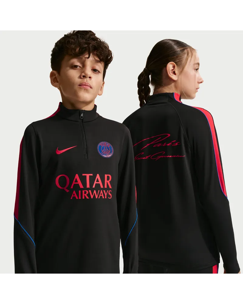 Nike Paris Saint-Germain Strike  Dri-FIT Fußball-Drill-Oberteil aus Strickmaterial (ältere Kinder) - Schwarz Schwarz