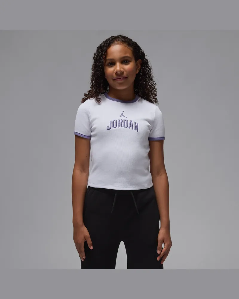 Jordan geripptes T-Shirt mit leicht verkürztem Schnitt (ältere Kinder) - Weiß Weiß