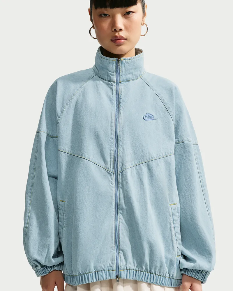Nike Windrunner Oversize-Denim-Jacke (Damen) - Blau Blau