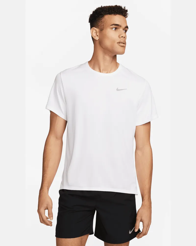 Nike Miler Nike Dri-FIT UV Kurzarm-Laufoberteil für Herren - Weiß Weiß