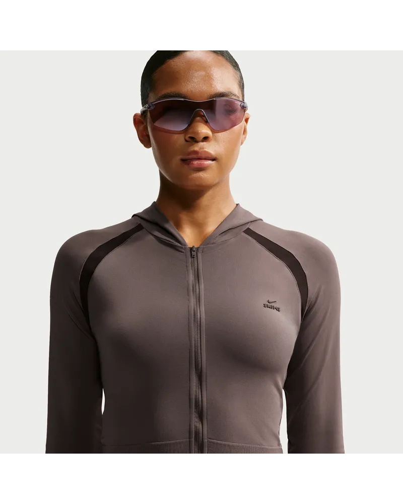 Nike SKIMS Stretch Knit Baby-Hoodie mit durchgehendem Reißverschluss (Damen) - Braun Braun