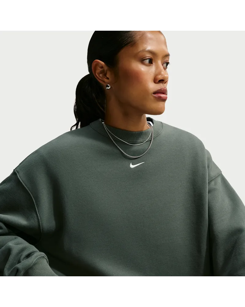Nike Studio Fleece Medium Weight Oversize-Sweatshirt mit Rundhals (Damen) - Grün Grün