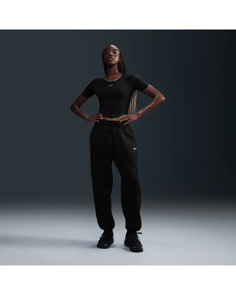 Nike Phoenix Fleece Oversize-Trainingshose mit hohem Taillenbund für Damen - Schwarz Schwarz