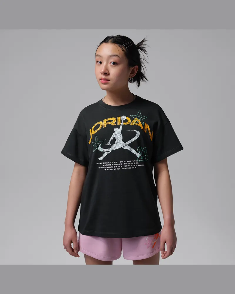 Jordan Geo World Tour T-Shirt (ältere Kinder) - Schwarz Schwarz